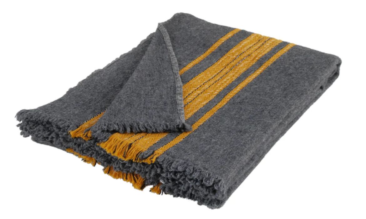 LANA YÜN THROW ANTRASİT-MANGO resmi