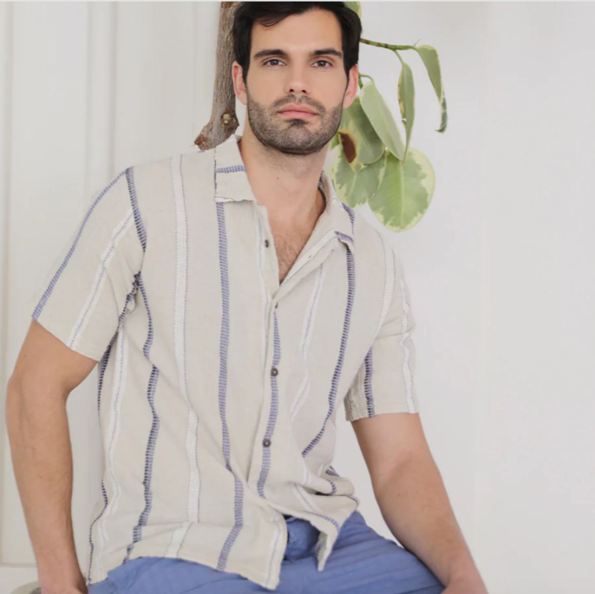 HAMLET ERKEK GÖMLEK  T0421 LACIVERT-MORMAVI resmi