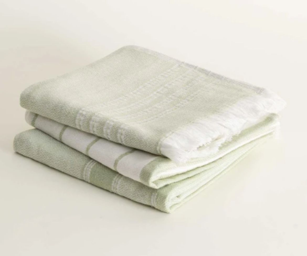 ELİS 3 LÜ HAVLU SET AÇIK YEŞİL-KREM resmi