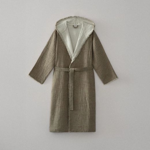 MUNA ERKEK BORNOZ YEŞİL-KREM resmi