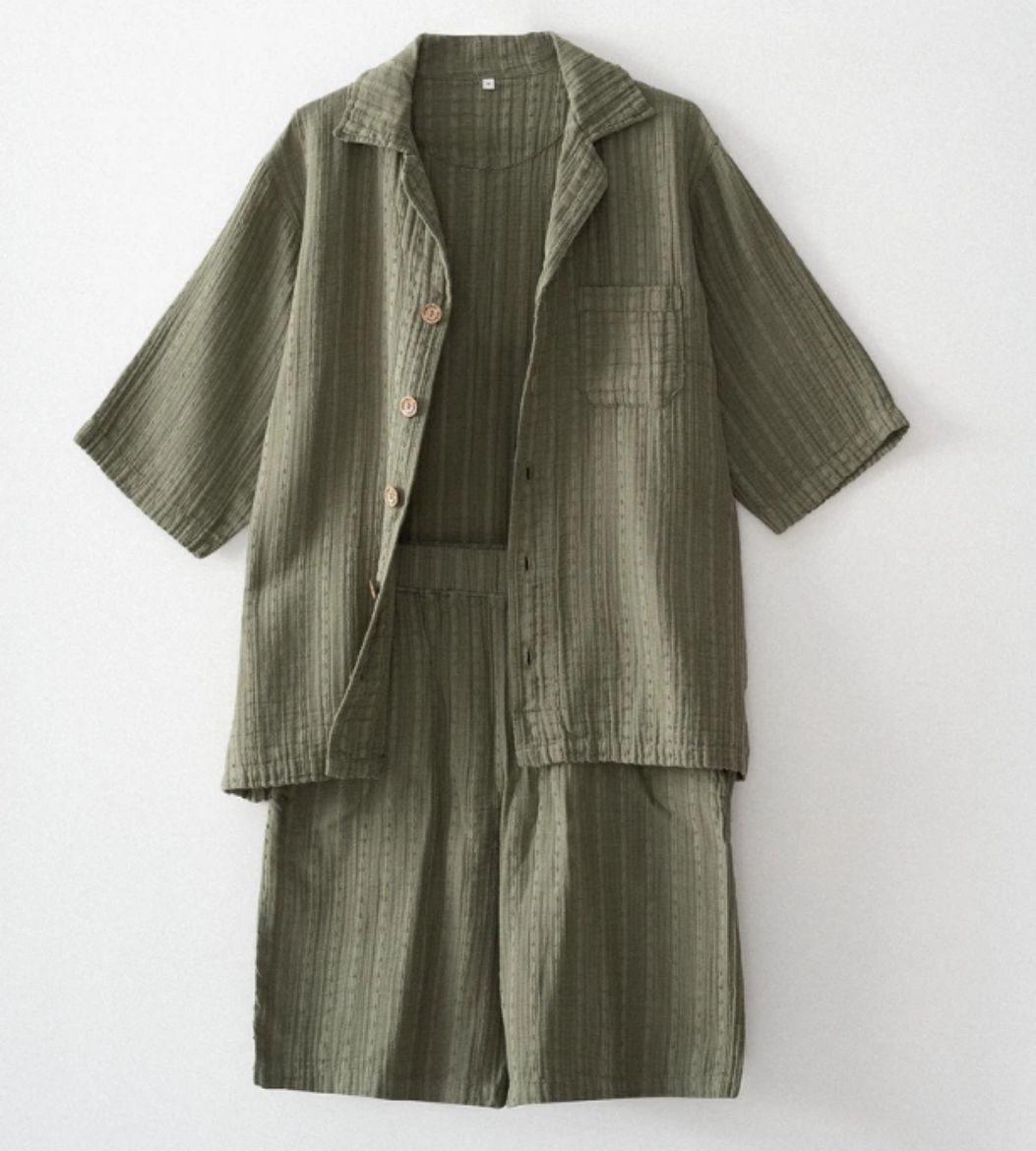 ZEYNA ERKEK ŞORTLU PİJAMA TAKIMI YEŞİL resmi