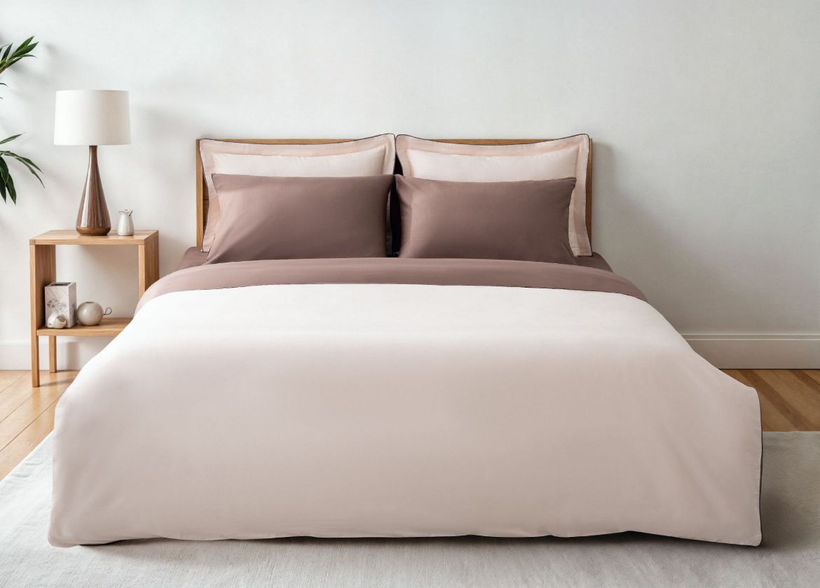 HEMERA NEVRESİM TAKIMI AÇIK SOMON-KAHVE resmi