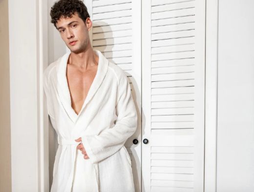 SURİ MİNİ WAFFLE BORNOZ OFF WHİTE resmi