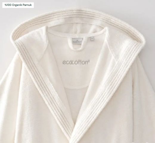 ECOSOFT ERKEK BORNOZ KREM resmi